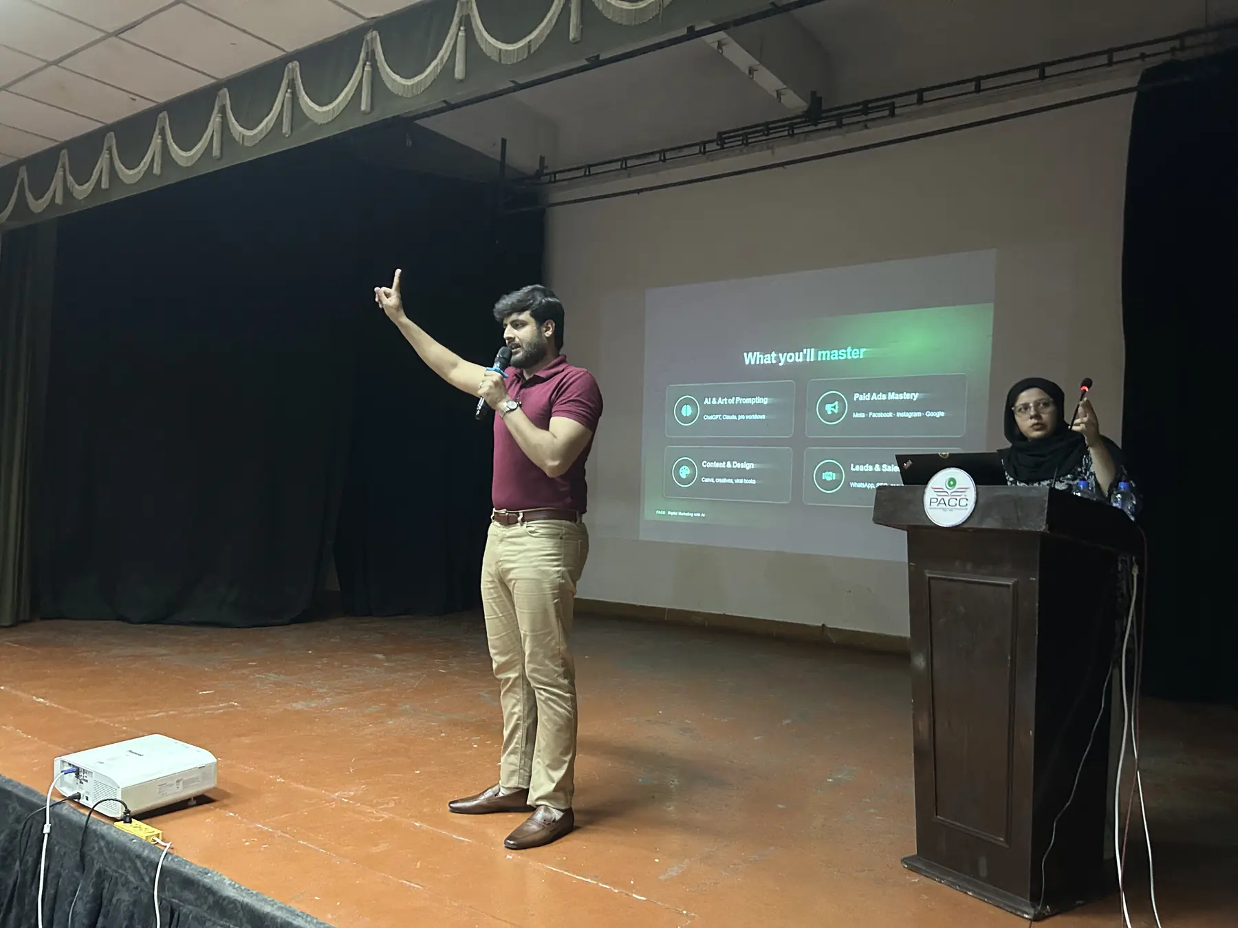 Audience at the Pakistan American Cultural Center during a Catcore Lab session on AI and the future of work